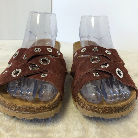 San Giorgio Wine Criss Cross Leather Strap Summer Sandals Size 9 - Picture 4 of 10